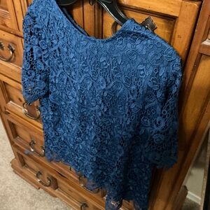 Philosophy Women’s Lace Overlay Top – Size XL – Royal Blue –
